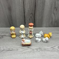 Vintage Frankel Nativity Manger Porcelain Figurines Lot Of 8 Pieces Christmas picture
