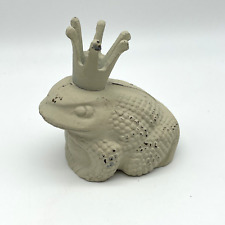 Vintage Cast Iron Frog Toad Prince with Crown Door Stop Figure picture