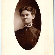 c1910s Stern Young Lady Woman ARISTO RPPC Modest Girl Real Photo Postcard A158 picture