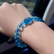 Natural ice Blue Aquamarine Gemstone Craved PIXIU Beads Bracelet AAAAA 9mm picture