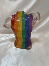 Vintage Lucite Male Torso With Rainbow Statue Figurine Signed Dates 1997 Rare picture