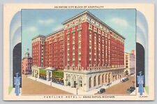 Grand Rapids Michigan MI Pantlind Hotel Vintage 1935 Linen Postcard picture