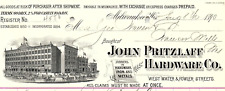 1890 MILWAUKEE WISCONSIN JOHN PRITZLAFF HARDWARE CO IRON BILLHEAD RECEIPT Z5487 picture