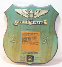 Keep Em Flying Army Award 1944 1945 2nd A.F. Man Power Utilization Wood Plaque picture
