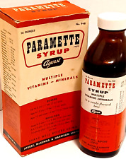 Vintage Pharmacy Ayerst Paramet Syrup Multiple Vitamins Full 16oz With Box picture