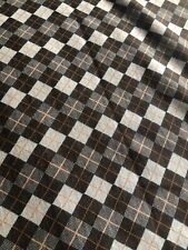 vintage plaid argyle Fabric Remnant. Brown Approx 65”x52” Slight Stretch picture