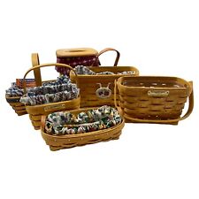 Longaberger Baskets Lot 6 Basket Collection with Lid & Liners Handmade picture