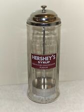 Vtg HERSHEY'S Chocolate Syrup Glass Soda Fountain Straw Holder Dispenser 11.5” picture
