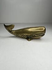 Vintage Brass Sperm Whale Paperweight Figurine 4.5” picture