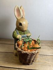 Vintage Bunny Rabbit Ceramic Figure With Basket Made In Japan Midwest Ceramics picture