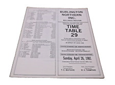 APRIL 1981 BURLINGTON NORTHERN BILLINGS REGION EMPLOYEE TIMETABLE #29 picture