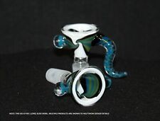 14mm BLUE TAIL Slide Bowl w/ Ball and Horn THICK GLASS Slide Bowl 14 mm male picture