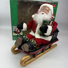 Vintage 1995 Holiday Creations Animated Santa On Sled With Lantern Music Lighted picture