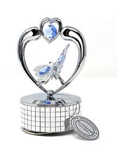 Butterfly Heart Music Box Chrome Plated w/ Swarovski Elements by Mascot, Blue picture
