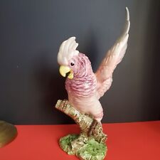 Vintage 1980s Fitz and Floyd Pink & White Exotic Cockatoo Bird Japan picture