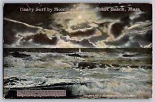 Massachusetts MA - Heavy Surf - Moonlight at Nantucket Beach - Vintage Postcard picture