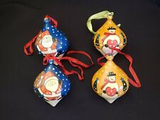 CHRISTMAS Ornaments Folk Art (4 total) Hand Painted 2 sets of 2 similar Vintage  picture