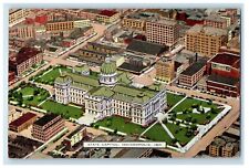 1936 Aerial View Of State Capitol Indianapolis IN Posted Vintage Postcard picture