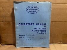 Kohler 7.5C62 Model L654 Electric Plant Operator Manual w/ Engine Service Manual picture