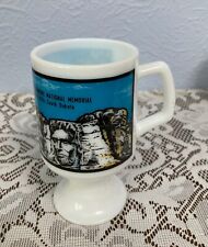 Vintage Mount Rushmore Milk Glass Pedestal Coffee Mug ~ So. Dakota ~ MINT picture