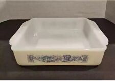 Vintage Glasbake Currier & Ives Square Casserole 10 x 9.75 Inches VGC picture