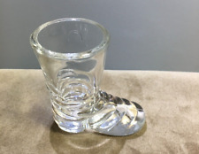 Vintage Clear Cowboy Boot Toothpick Holder Shot Glass Texas Star Mark 2.75