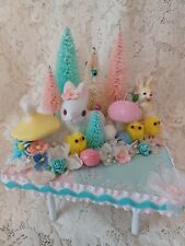 Vintage OOAK Sweet Spring Time Easter Assemblage Pink Millinery Diorama Decor VI picture