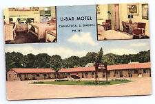 Canistota South Dakota U-BAR Motel Roadside linen Postcard A392 picture