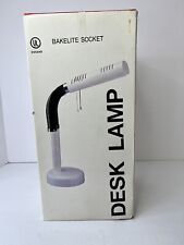 Portable Table White Desk Lamp Flexible Gooseneck Bakelite Socket Pull Chain NOB picture