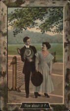 Couple How about it? Tennis Postcard 1c stamp Vintage Post Card picture