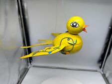 Vtg 70's De Sela Hanging Yellow Big Bird Colorful Floral Designs Signed 14