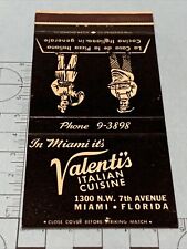 Front Strike Matchbook Cover  Valenti’s Italian Cuisine  Miami, Florida picture