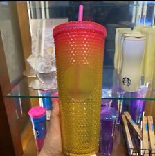 New Starbucks 2022 Sunset Yellow And Pink 24oz Studded Cup Tumbler picture