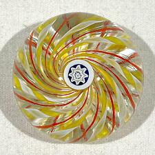 Perthshire 2-3/4 In. Glass Paperweight Red Yellow Cane Swirls with Millefiori picture