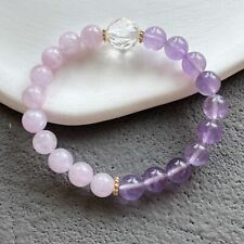 Women Amethyst Kunzite Natural Crystals Purple Stone Handmade 8mm Bracelet picture