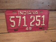 Vintage 1949 Metal INDIANA Car Truck License Plate Solid Rat Rod, Man Cave picture