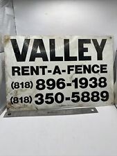 🪧👍Signs Advertising Fence METAL Vintage Man Cave VALLEY RENT A FENCE picture