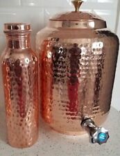 Hammered Pure Copper Tanki Dispenser Ayurveda Water Pot Copper Water Storage 8L picture