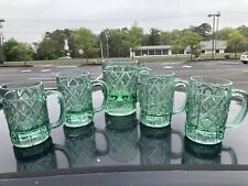 HTF 5 RARE Antique Mexican PULQUE PULQUERIA Mugs Tarro Chivato Green Glass 5in picture