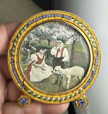 Delightful Antique Micro Mosaic Round Picture Frame, c1930 picture