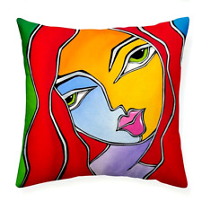 NEW Picasso Style Square Throw Pillow Cover Abstract Girl - Ships from Tulsa OK picture