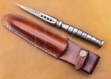 Collectible Military Combat Leather Stiletto Dagger Crusher Knife with Sheath picture