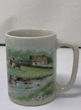 Otigari Mug Deer in Meadow by River & Farm Ceramic Mug Cup Vintage Gibson picture