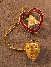 Vintage LOYAL  ORDER OF THE MOOSE HEART PIN,  CHAIN & WOTM Woman Member PIN picture
