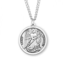 Saint Michael Ornate Design Die Struck Sterling Silver Medal Necklace 24 Inch picture