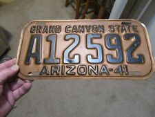 A++ 1941 ARIZONA WW2 WARTIME OVAL TYPE COPPER LICENSE PLATE GRAND CANYON STATE picture