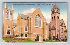 Carbondale PA-Pennsylvania, Presbyterian & Methodist Churches Vintage Postcard picture