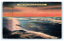 Twilight Dancing Waves Ocean Grove NJ New Jersey Postcard E1 picture