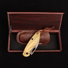 Golden cicada Damascus Blade Mini Fold Titanium Handle Never Rusty Steel Knife picture