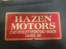 Hazen Motors Chevrolet Buick Pontiac Hazen ND Plastic Dealer License Plate picture